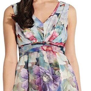 Adrianna Papell Floral Organza Gown - Ivory/Multi (NWT)